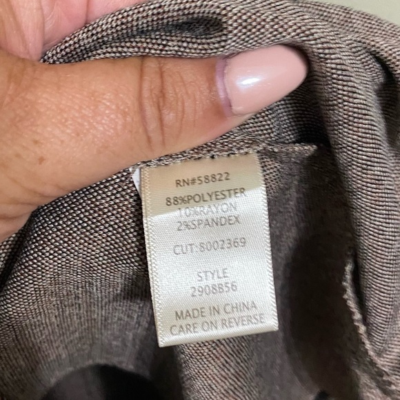 NEW Max Studio MD BROWN HOUNDSTOOTH Long Sleeve Notch Collar Belted Midi Dress - Picture 4 of 5